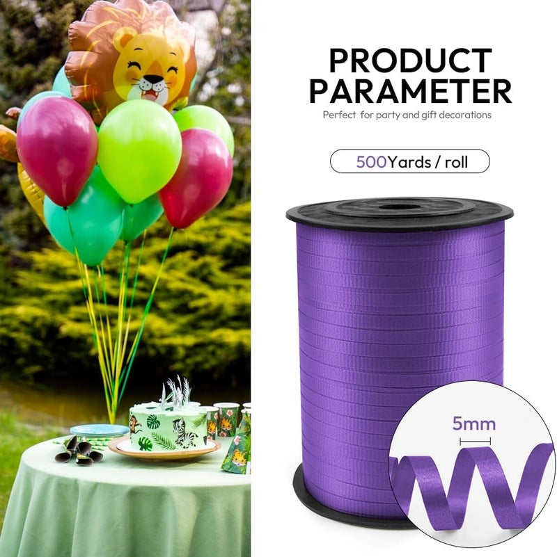 Isaspire 500 Yards Purple Curling Ribbon with Spool, 1/5" Wide Crimped Balloon String Ribbon - Ideal for Gift Wrapping, Christmas Halloween Party Decorations - Image 2